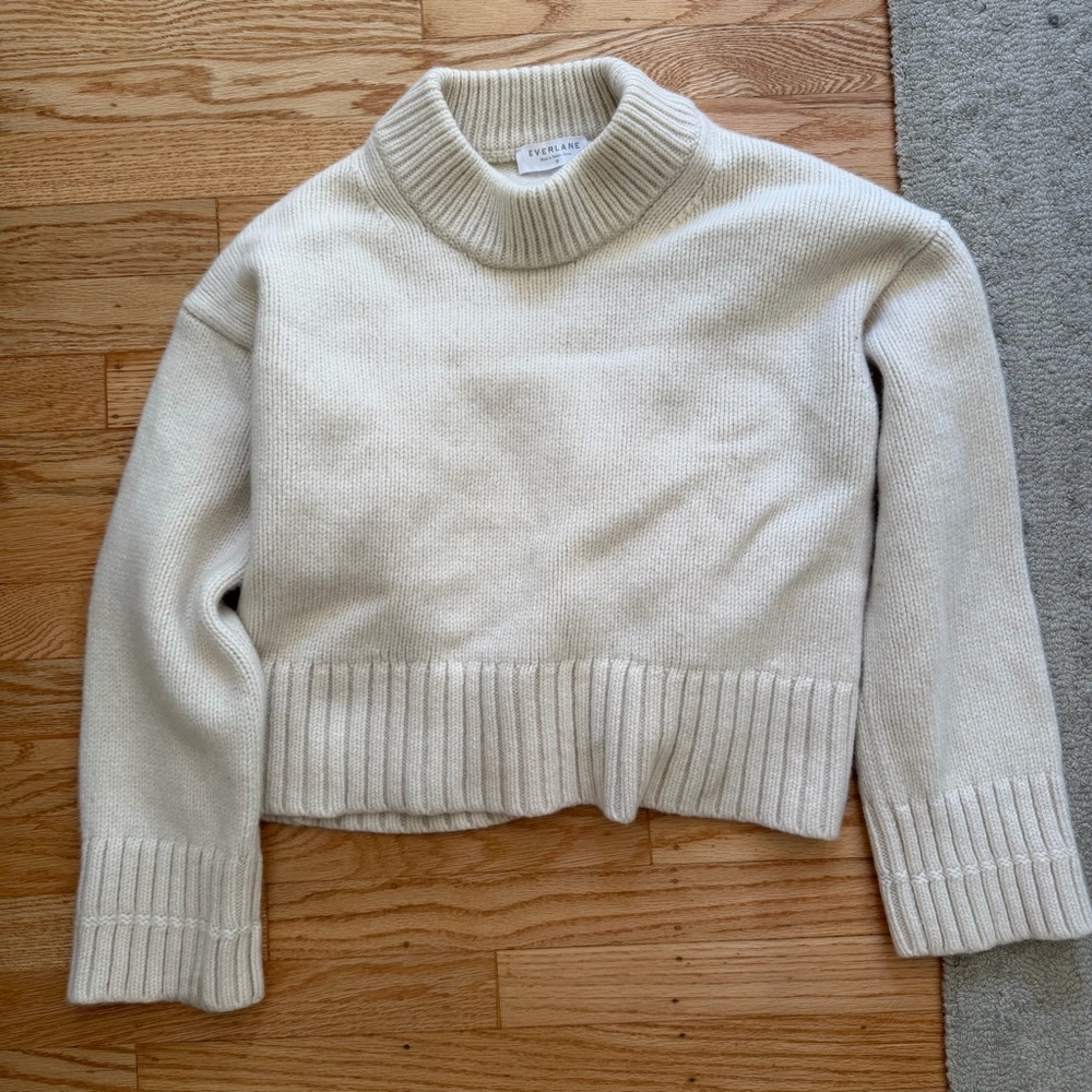 Everlane Cream Cropped Turtleneck Sweater